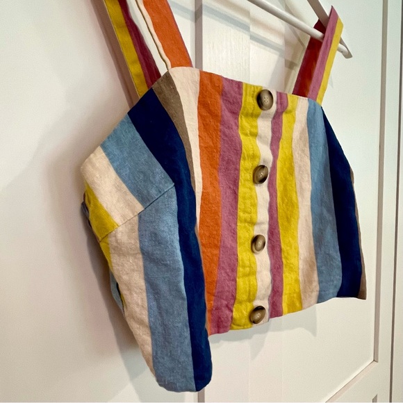 COPY - 4 for $20 🦋 Gilli Women’s Large Striped Linen Crop Top Tank - Picture 3 of 8